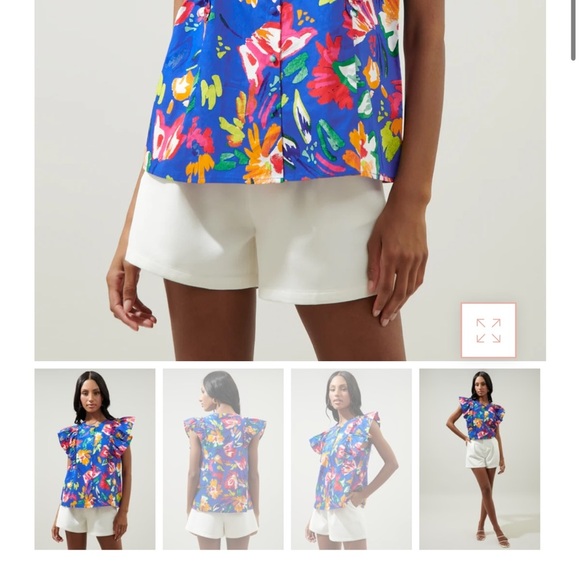 Sugarlips Esby Floral Strokes Vance Button Front Blouse size small - Picture 6 of 9